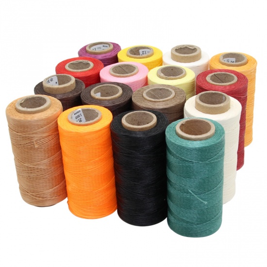 Picture of Pink - 260M 150D 0.8MM Leather Waxed Thread Cord for DIY Handicraft Tool Hand Stitching Thread Flat Waxed Sewing Line，1 Roll