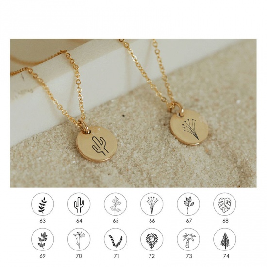 Picture of 316L Stainless Steel Necklace Rose Gold Round Flower Bud 42cm(16 4/8") long, 1 Piece