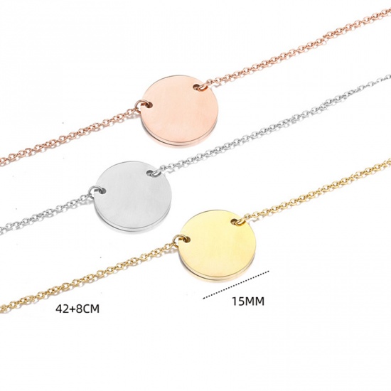 Picture of 316L Stainless Steel Necklace Rose Gold Round Flower Bud 42cm(16 4/8") long, 1 Piece