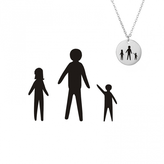 Picture of 316L Stainless Steel Family Jewelry Necklace Silver Tone Father And Child 42cm(16 4/8") long, 1 Piece