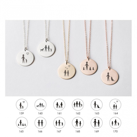 Picture of 316L Stainless Steel Family Jewelry Necklace Silver Tone Round Cat 42cm(16 4/8") long, 1 Piece