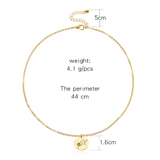 Picture of Flora Collection Necklace Gold Plated Dandelion 44cm(17 3/8") long, 1 Piece