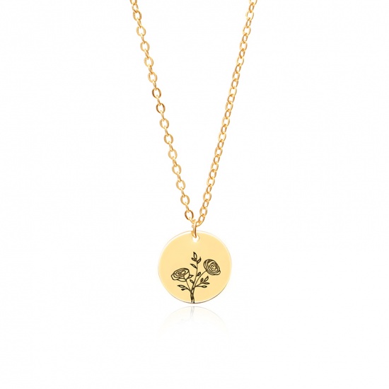 Picture of Flora Collection Necklace Gold Plated Ranunculus 44cm(17 3/8") long, 1 Piece