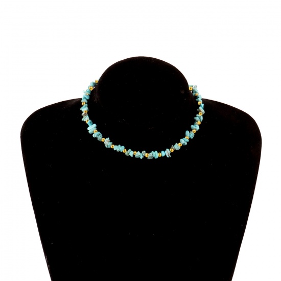 Picture of Turquoise Choker Necklace Green Blue 33cm(13") long, 1 Piece