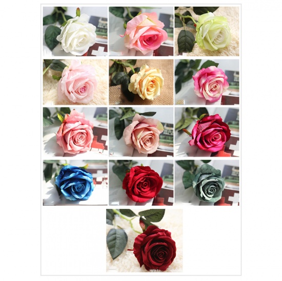 Picture of Blue - Silk Peony Bouquet Fake Plants Artificial Roses Flower DIY Wedding Party Home Decorations 51cm long，1 stick