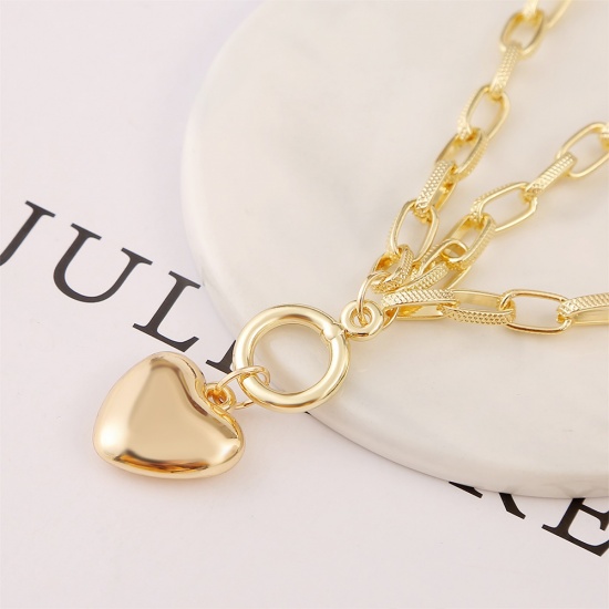 Picture of Baroque Paperclip Chains Bracelets Gold Plated Heart 20cm(7 7/8") long, 1 Piece