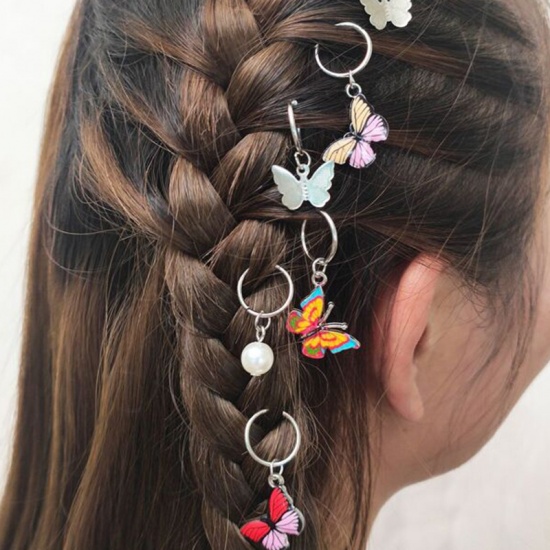 Picture of Jewelry Hair Accessories Display Card Butterfly Animal Multicolor Imitation Pearl 32mm - 26mm, ( 6PCs/Set) 1 Set