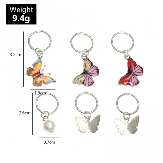 Picture of Jewelry Hair Accessories Display Card Butterfly Animal Multicolor Imitation Pearl 32mm - 26mm, ( 6PCs/Set) 1 Set
