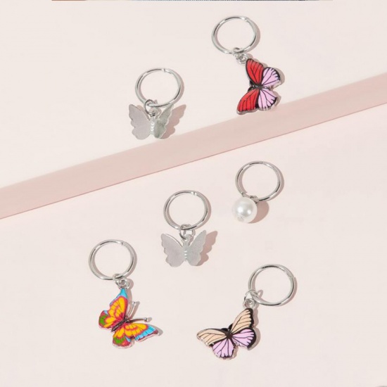 Immagine di Scheda Display Accessori Per Capelli Gioielli Farfalla Multicolore Imitata Perla 32mm - 26mm, ( 6 Pz/Serie) 1 Serie