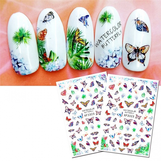 Изображение Paper Nail Art Stickers Decoration Butterfly Multicolor 2 Sheets