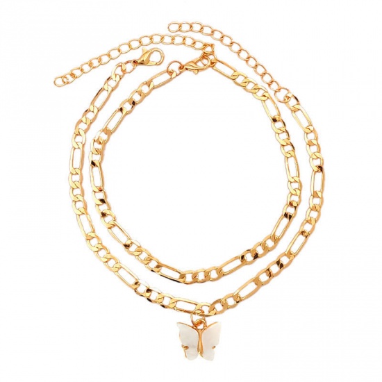 Picture of Anklet Gold Plated White Butterfly Animal 1 Set ( 2 PCs/Set)
