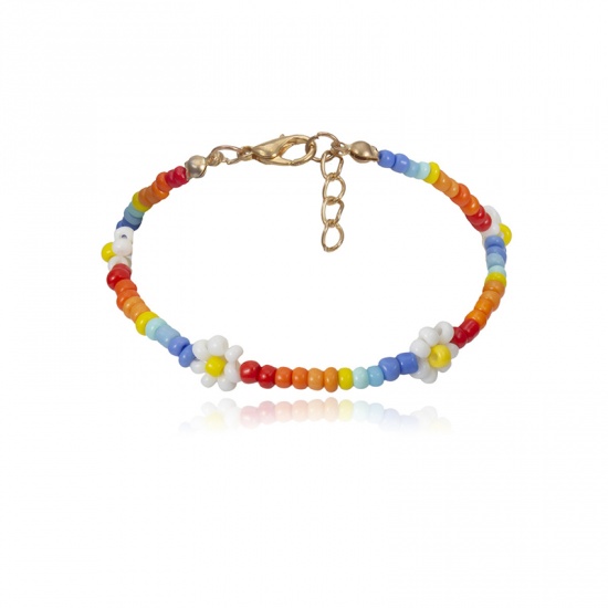 Image de Bracelets Raffinés Bracelets Délicats Bracelet de Perles Style Bohème Multicolore Marguerite 16cm long, 1 Pièce