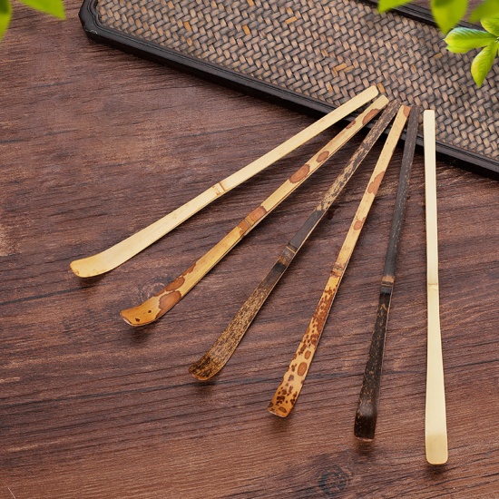 Immagine di Natural - Handmade Wood Tea Leaf Matcha Sticks Spoon Teaware White Bamboo Kitchen Tool Spice Gadget Cooking Utensil Accessories