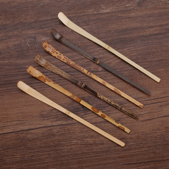 Immagine di Natural - Handmade Wood Tea Leaf Matcha Sticks Spoon Teaware White Bamboo Kitchen Tool Spice Gadget Cooking Utensil Accessories