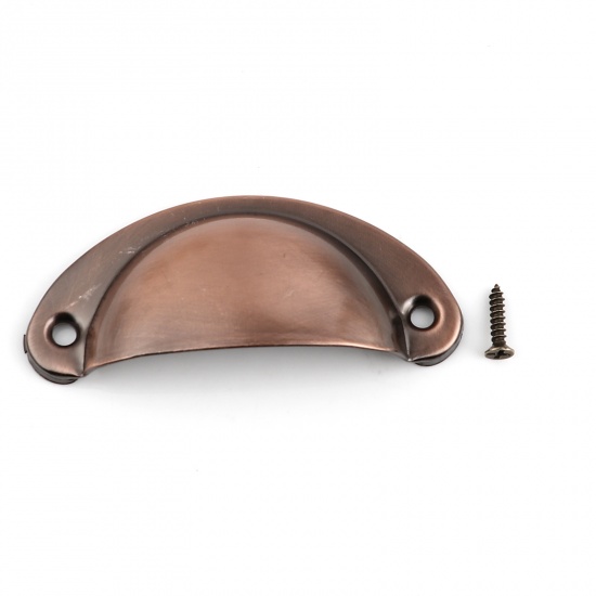 Picture of Iron Based Alloy Drawer Handles Pulls Knobs Cabinet Furniture Hardware Half Round Antique Copper Drawbench 8x3.7cm 1.4x0.6cm, 1 Set