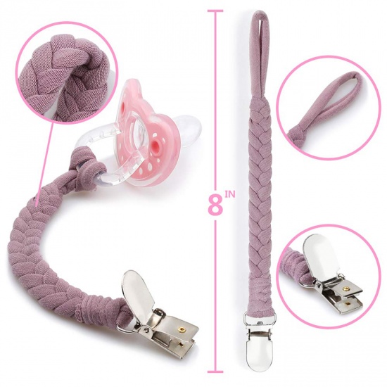 Imagen de Gray - Cotton Anti-off Pacifier Clip Leash for Boys and Girls, Baby Holder Leash, Teething Toy or Soothie by Hand-Made Braided