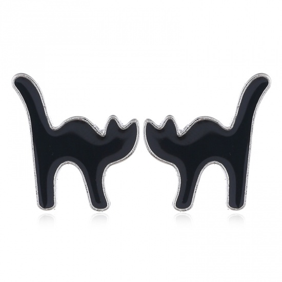 Imagen de Halloween Pendientes Negro Gato 20mm, 1 Par