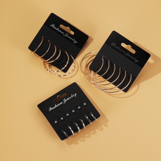Imagen de Hoop Earrings Gold Plated Circle Ring 1 Set ( 3 Pairs/Set)