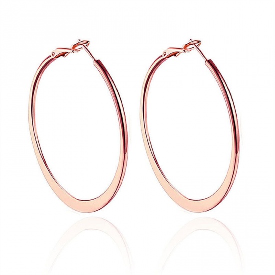 Изображение Hoop Earrings Rose Gold Circle Ring 5cm Dia, 1 Pair