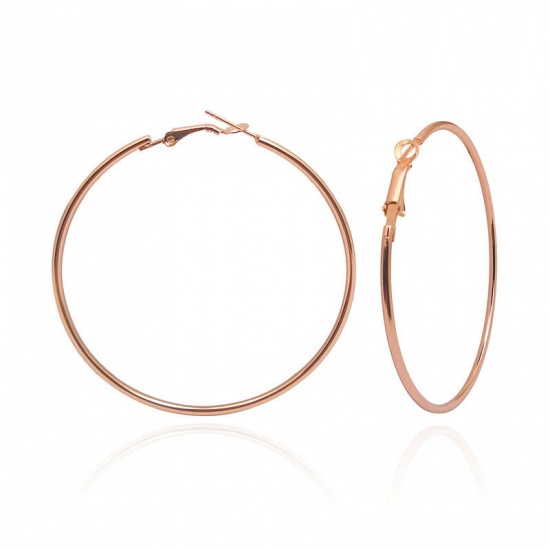 Imagen de Hoop Earrings Rose Gold Circle Ring 5cm Dia, 1 Pair
