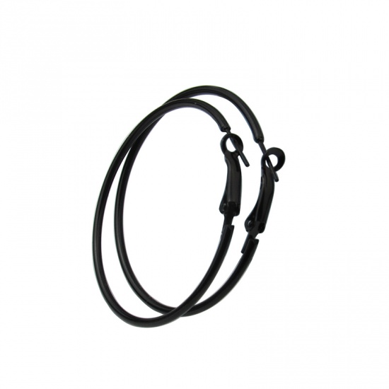 Imagen de Hoop Earrings Black Circle Ring 8cm Dia, 1 Pair