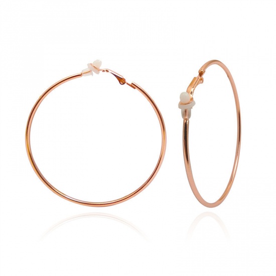 Picture of Ear Clips Earrings Rose Gold Circle Ring 7cm Dia, 1 Pair