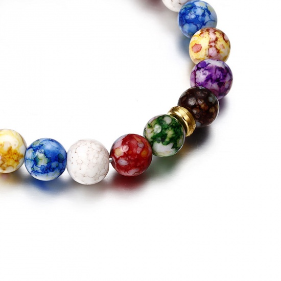 Immagine di Acrilato Yoga Bracciali Delicato bracciali delicate braccialetto in rilievo Multicolore Agata Imitata 17.4cm Lunghezza, 1 Pz