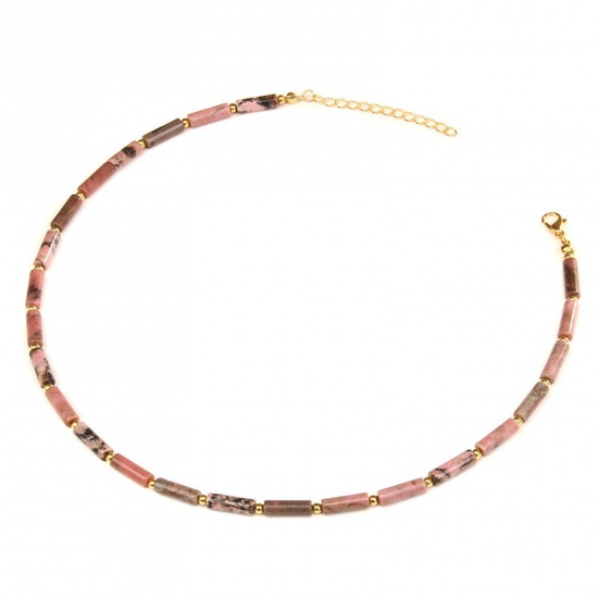 Picture of Gemstone ( Natural ) Beaded Necklace Gold Plated Brown 35cm(13 6/8") long, 1 Piece