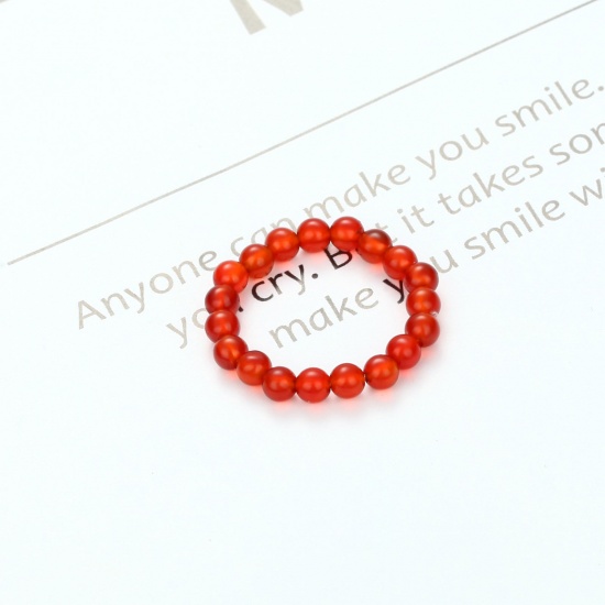 Picture of Crystal ( Natural ) Elastic Stretch Stylish Beaded Rings Red 19mm(US Size 9), 1 Piece
