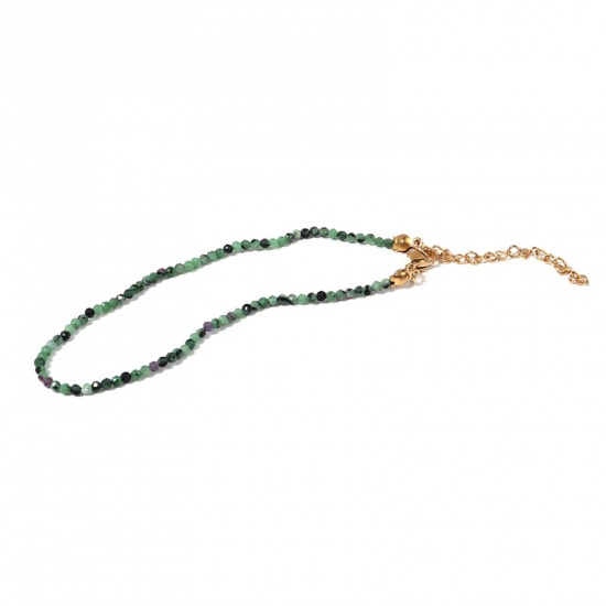 Immagine di Pietra ( Naturale ) Elegante Collana di Perline Oro Placcato Verde Sezione 40cm Lunghezza, 1 Pz