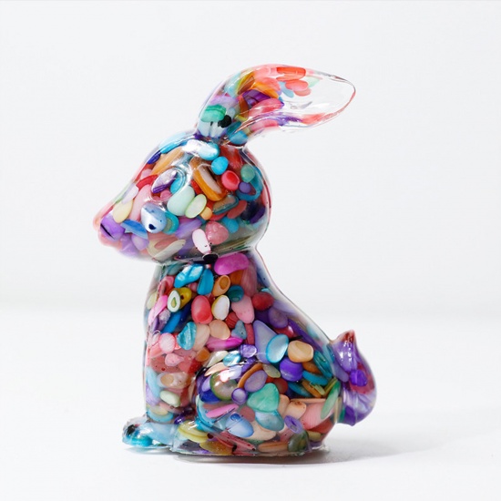 Picture of Shell ( Synthetic ) Easter Day Ornaments Decorations Rabbit Animal Multicolor 7.3cm x 5cm, 1 Piece