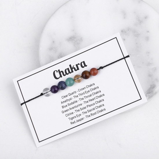 Изображение Полудрагоценный Камень Богемный стиль Плетеные браслеты Разноцветный Регулируемый 30см длина, 1 ШТ