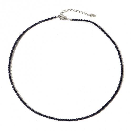 Picture of 1 Piece (Grade A) Blue Sand Stone ( Natural ) Beaded Necklace Dark Blue Round Faceted 41cm(16 1/8") long