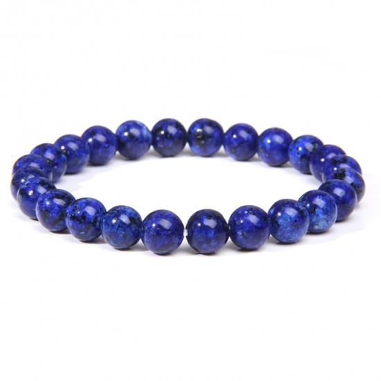 Image de 1 Pièce Bracelets Raffinés Bracelets Délicats Bracelet de Perles en Lapis-Lazuli ( Naturel/Teint ) Rond 19cm Long