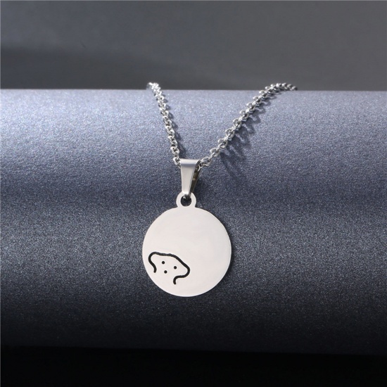 Picture of 304 Stainless Steel Link Cable Chain Necklace Silver Tone Round Bear 45cm(17 6/8") long, 1 Piece