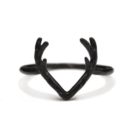 Brass Christmas Unadjustable Rings Black Antler 17.3mm(US Size 7), 1 Piece