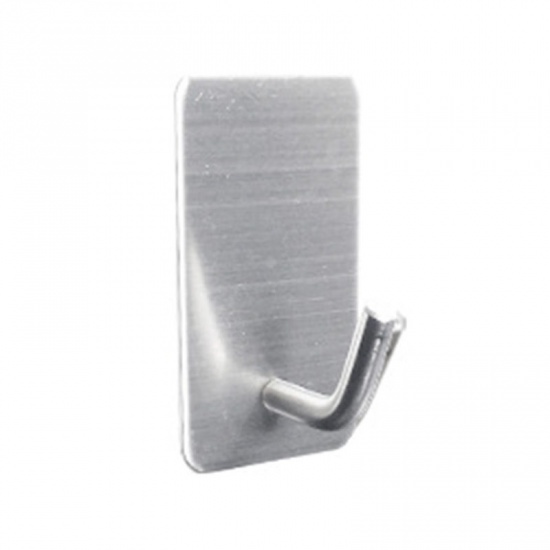 Immagine di Silver Tone - Style1 Ganci da parete autoadesivi in ​​acciaio inox 304 Ganci per abiti pesanti Ganci per asciugamani quadrati antiruggine per la decorazione della stanza della cucina del bagno