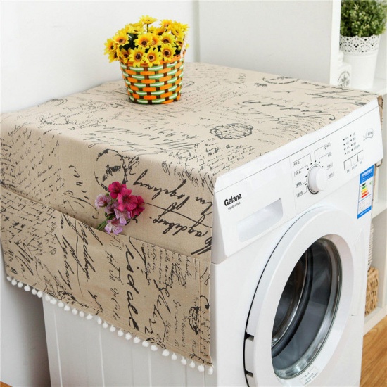 Picture of Cotton Polyester Blend Washing Machine Dust Cover Light Brown 90cm x 30cm, 1 Piece