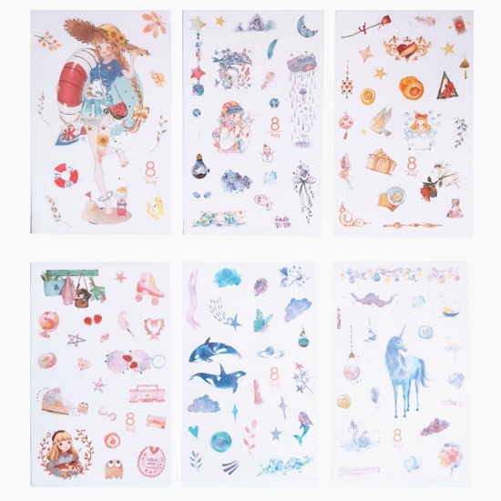 Picture of DIY Scrapbook Deco Stickers Multicolor Girl 20cm x 10cm, 1 Packet ( 6 PCs/Packet)