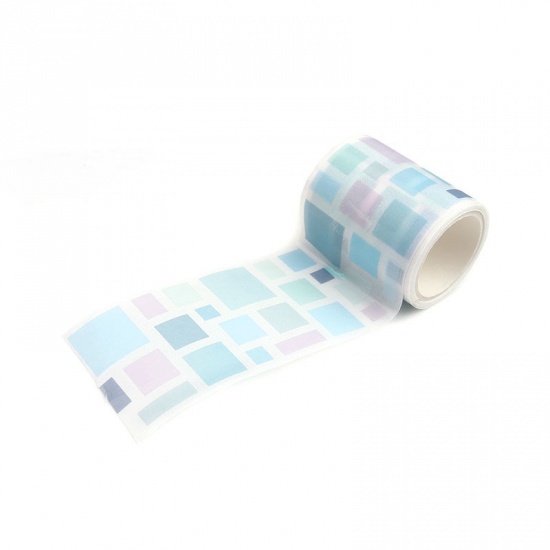 Immagine di Carta Washi Nastro Blu Quadrato 5cm, 1 Rotolo (Circa 3 M/Rotolo)