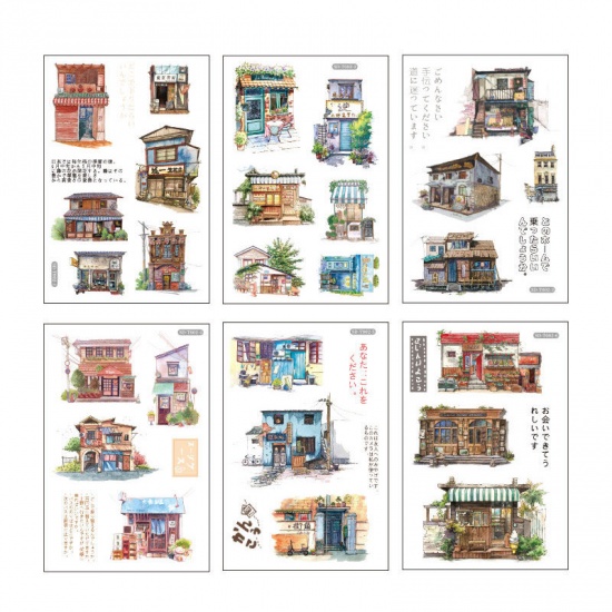 Picture of DIY Scrapbook Deco Stickers Multicolor House Mixed 15cm x 10cm, 1 Set ( 6 PCs/Set)