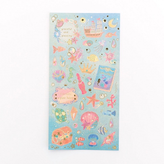 Picture of DIY Scrapbook Deco Stickers Multicolor Mixed Marine Animal 17.5cm x 9cm, 1 Sheet