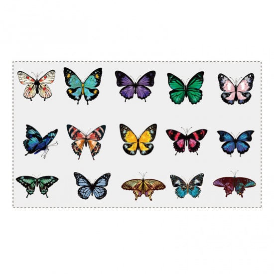 Изображение Наклейки Разноцветный Бабочка Прозрачный 14см x 10.5см, 1 Комплект ( 30 ШТ/Комплект)