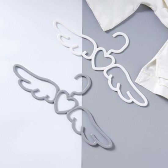Picture of PP Multifunction Clothes Hangers Gray Heart Wing Anti Slip 41cm x 16cm, 1 Piece