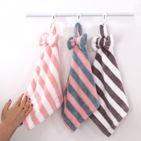 Picture of Hanging Towel Cleaning Cloth Pink Bowknot Hanging 30cm x 30cm, 1 Piece