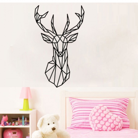 Picture of PVC Simple Home Decor Wall Decal Sticker Black Geometric Deer 86cm x 51cm, 1 Sheet