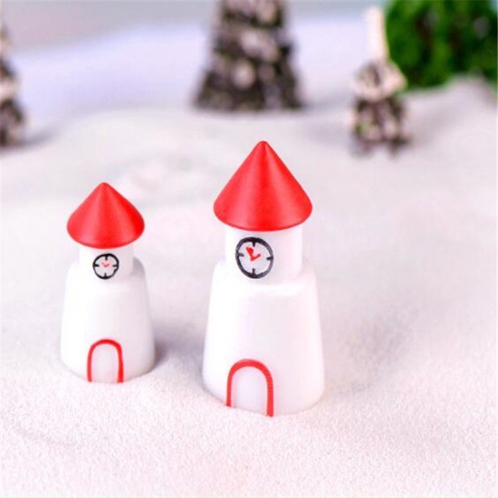Picture of White & Red - style8 New Year Christmas small house micro landscape home decoration garden miniature statue DIY resin crafts toy ornaments