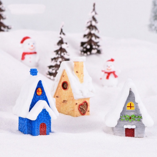 Picture of White & Red - style2 Kawaii Christmas Snow House Decor Figurines Fairy Garden Miniatures Resin Craft Micro Landscape Home Décor Navidad - S