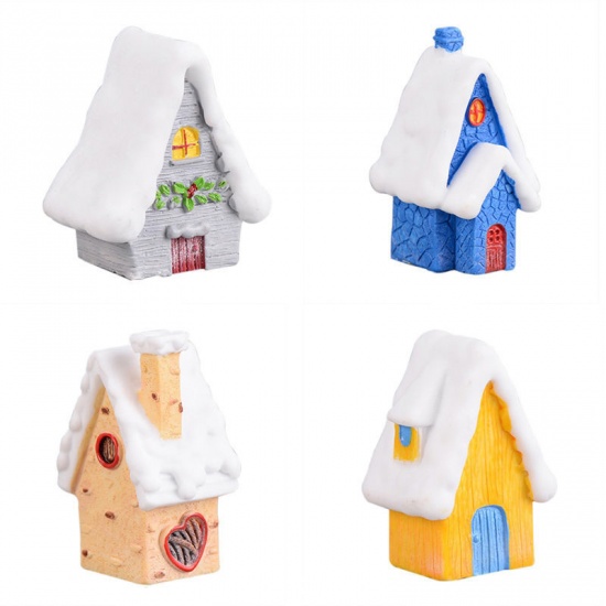 Picture of White & Red - style2 Kawaii Christmas Snow House Decor Figurines Fairy Garden Miniatures Resin Craft Micro Landscape Home Décor Navidad - S