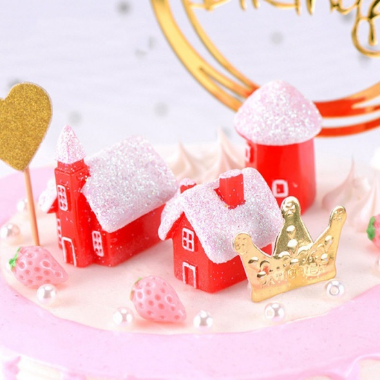 Picture of White & Red - style4 Kawaii Christmas Snow House Decor Figurines Fairy Garden Miniatures Resin Craft Micro Landscape Home Décor Navidad - S